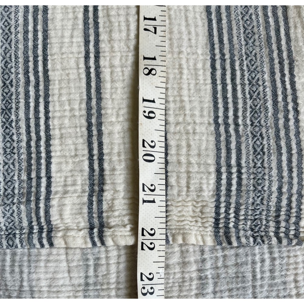 Faherty Womens Organic Cotton Gauze Henley Top Blue Cream Striped Blouse Large - Picture 5 of 8